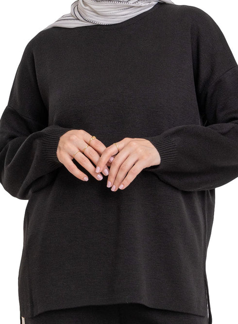 Black Line Knit Suit - Khotwh